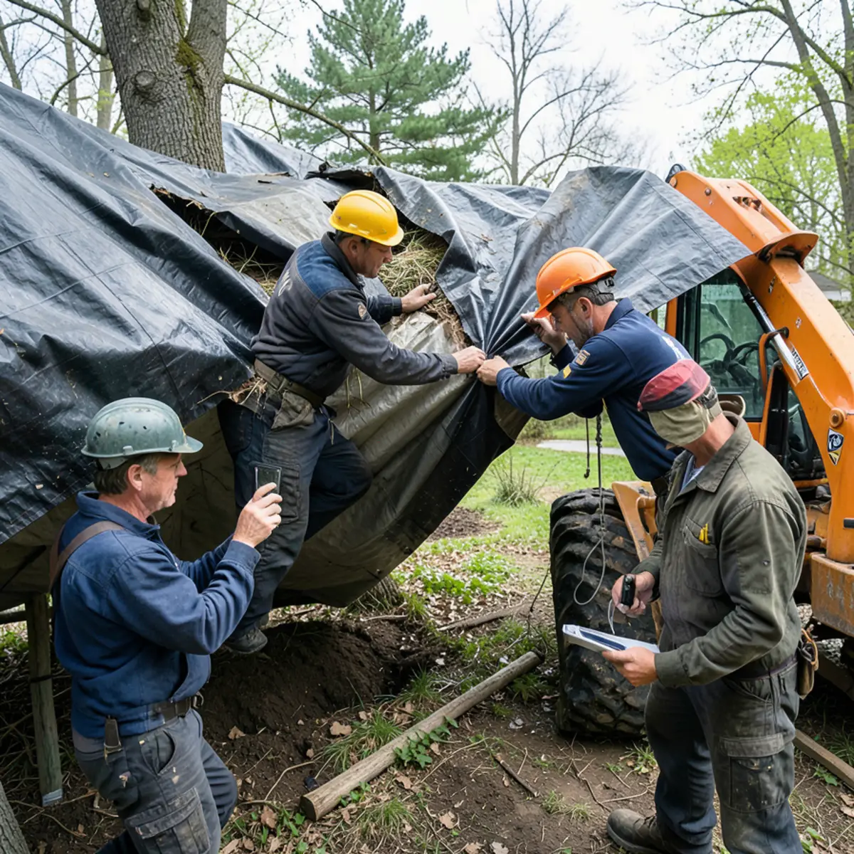Field documentation illustrating Step 4: Mobilizing an Emergency Tree Service & Crane Crew